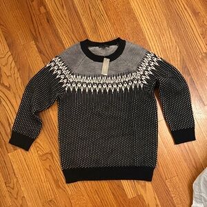 J. Crew Black and White Crewneck Sweater